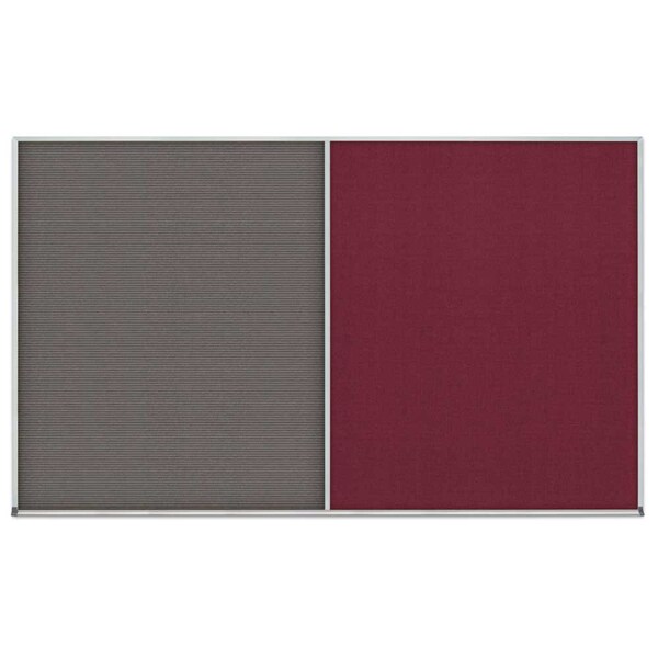 United Visual Products Double Door Radius Corkboard, 42"x32", Hea, UV70125RC-BLACK-DBURGU UV70125RC-BLACK-DBURGU - main